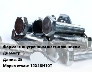 Болт с внутренним шестигранником 5х25 Сталь: 12Х18Н10Т